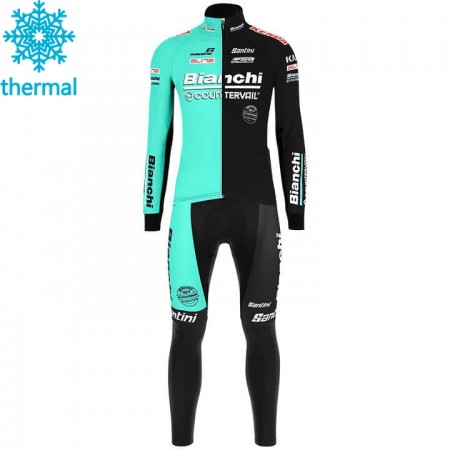 Tenue Cycliste Manches Longues et Collant à Bretelles 2020 Bianchi Countervail Hiver Thermal Fleece N001